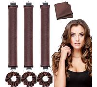 7 Pcs Overnight Blowout Rods Set, 3Pcs Heatless Curlers, 3Pcs Solid Color Hair Loop and Soft Scarves, Beautiful Practical Headless Curling Rod, Suitable for DIY Hairstyles/Sleepy Lazy Curling Set
