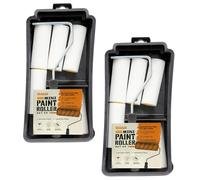 7 Pcs Paint Roller Set - Paint Rollers and Trays Sets - Paint Brush, Masking Tape for Painting, Paint Mixer - Roller Sets for Painting Walls, Edges & Ceilings - Bundle of 2