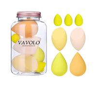 7 PCs Pink Series Multi-color Makeup Sponge Set, Foundation Blending Beauty Blender, Flawless for Liquid Creams and Powders (D-Yellow)