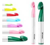 7 Pcs Plastic Large Crochet Hook Set 7 mm-20 mm Large Size Crochet Hook for Wool Sewing Yarn Weaving Craft Tools 7mm 8mm 9mm 10mm 12mm Sweater Doll Knit DIY Chunky Yarn Rug Projects Set