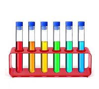 7 Pcs Plastic Test Tubes for Children, Plastic Tubes with Stand Kids Science Equipment Kids Water Play Educational Toy Home Science Kits for Boys and Girls