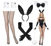 7 PCS Playboy Bunny Costume Adult, Halloween Costumes for Themed Party