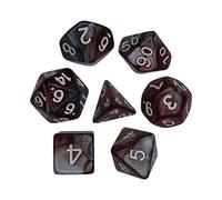 7 Pcs Polyhedral Dices Smooth D4-D20 for Math Teaching Bar Table Board Games Brown Silver