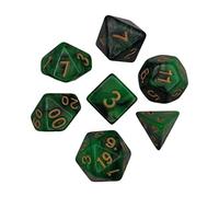 7 Pcs Polyhedral Dices Smooth D4-D20 for Math Teaching Bar Table Board Games Green Black