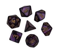 7 Pcs Polyhedral Dices Smooth D4-D20 for Math Teaching Bar Table Board Games Violet Black