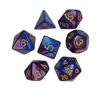 7 Pcs Polyhedral Dices Smooth D4-D20 for Math Teaching Bar Table Board Games Violet Blue
