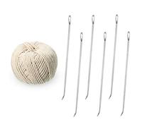 7 Pcs Poultry Lacing Kit Turkey Lacer 7 Inch Roasting Supplies Meat Trussing Needle Stainless Steel Pin and Cotton Twine Cooking Twine for Trussing, Tying Poultry Meat, Pig, Roasting Turkey