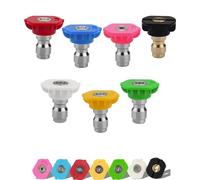 7 PCS Pressure Washer Spray Nozzles Tips 1/4 inch Pressure Washer Tips Multiple Degrees Quick Connect Spray Nozzles Pressure Washer Accessories for Car Garden Cleaning