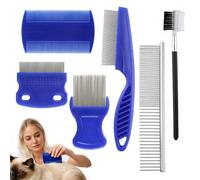 7 Pcs Professional Pet Grooming Kit featuring Flea & Tick Combs for Cats and Dogs;Includes Tear Stain Remover and Dematting Comb;Stainless Steel Pet Comb Set for Kitten,Puppy,Small Dogs