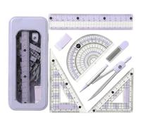 7 PCS Protractor and Compass Set, Essential Geometry Tools for Secondary School Students, Complete Mathematical Set with Oxford Maths Equipment, Pink Aesthetic School Supplies for Academic Use