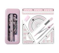 7 Pcs Protractor Geometry Set, Maths Set, Secondary School Stationery Supplies, Angle Measurement Tool for School Classroom, Office, Geometric Figures