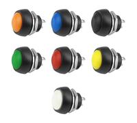 7 PCS Push Button Switch,12mm Waterproof Momentary Push Button Switch Momentary Power Switch with Pre-Soldered Wires AC 250v/1A 125V/3A Mini Round Button for Car Trumpet,PC,Home Doorbell