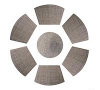 7 Pcs PVC Wedge Placemats Set Non-Slip Dining Table Mats Heat Resistant Kitchen Tableware Decor Round Table Protector(Khaki)
