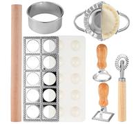 7 Pcs Ravioli Maker Set Including Pasta Cutter with Roller Wheel Ravioli Stamp Rolling Pin Pasta Maker Tools for Home Kitchen and Restaurant