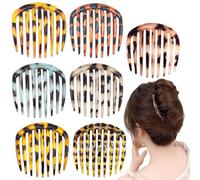 7 PCS Retro Leopard Print Hair Combs French Twist Comb 9 Teeth Resin Haircomb French Side Combs Non Slip Hair Comb Hairstyle Accessories Multicolour for Women Girls
