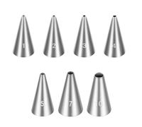 7 Pcs Round Hole Piping Nozzle Set - Professional Stainless Steel Cake Nozzles for Piping, Cupcake Frosting Nozzles, Russian Pastry Icing Dispensers, Decorating Supplies for Cake Baking and Decorating