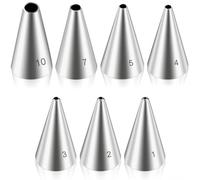 7 Pcs Round Hole Piping Nozzles Set,Professional Stainless Steel Cupcake Frosting Piping Nozzle Tool Russian Pastry Icing Dispensers Supplies for Cake Decorating Supplies Baking Set Tools