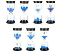 7 Pcs Sand Timer, Blue Hourglass Sandglass, Sand Clock Timer 1min / 3mins / 5mins / 10mins / 15mins / 20mins / 30mins for Classroom Game Home Office Decoration