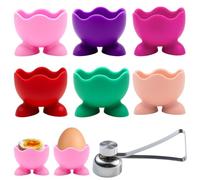 7 Pcs Set Egg Cups, 6pcs Egg Cup and 1pcs Egg Opener, Egg Cups Kids, Kids Egg Cups, Boiled Egg Holder,Novelty Egg Cups, Boiled Egg Holder Kitchen Funny Egg Cups Egg Cups Colorful for Restaurants Cafes