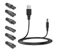 7 Pcs Shaver Cable Kit, USB Shaver Charger Cable with 6 Adapters for Electric Razors Beard Trimmers USB Shaver Charger, Ideal for Travel & Home Use, Durable & Portable Design
