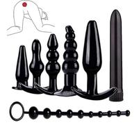 7 Pcs Silicone Hip Trainer Accessory With A Pull-Out Multi Bead Accessory，7 Different Shapes Design，Suitable For Endurance Training（Black）
