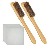 7 Pcs Silver Polishing Kit, 2 Silver Cleaning Horsehair Brushes + 5 Polish Cloth, Cleaning Set for Detail Work - Sterling, Cutlery, Metal, Jewelry Tarnish Silverware Plateware