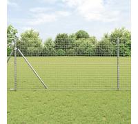 7 Pcs Silver Steel Concrete Fence Post Set, 150x3.2 cm Galvanized Powder-Coated, Durable Outdoor Boundary Support for Garden, Terrace, Heavy Duty Mounting