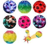 7 PCS Spaceballs, Large Bouncy Balls High Bouncing Space Ball Hand Eye Coordination Training Ultra High Bouncy, Mixed Color, Extreme Bounce and Fun Indoor Outdoor Games Party Gift,Random Color