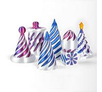 7 Pcs Spiral Cone Fidget Toy Impossible Pyramid Passthrough Sculpture 3D Spiral Pyramid Fidget Toy Desktop Mini Vortex Cones Spiraltoy Stress Relief Desk Decoration Toys for Home Office Souvenir Gift