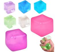 7 Pcs Stress Cube,2Pcs 5*5cm 5Pcs 1.8*1.8cm Stress balls Multicolour Cube Hand Grip Pressure Cube Portable Stress Relief Sensory Toys Sugar Balls for kids (Color Random) (pink)