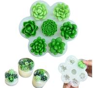 7 Pcs Succulent Fondant Molds 3D Silicone Cactus Succulents Leaves Moulds Succulent Plants Resin Molds Grow Plant Cupcake Cookie Baking Decorating Moulds for Summer Birthday Party DIY Candy, White