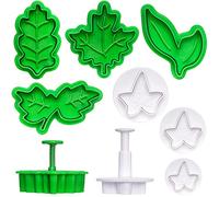 7 Pcs Tropical Leaf Icing Cookie Cutter Shapes Set Cake Mold Press for Cake Decorating Mini Plastic Fondant Icing Mould DIY Baking Tool
