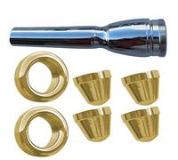 7 Pcs Trumpet Mouthpiece Set, Gold Plated, 3C 2C 3B 2B Sizes, Includes 2 Replacement Heads, Brass Construction, Versatile Music Accessory