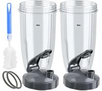 7 Pcs Upgraded Accessories for Nutribullet,32Oz × 2 Cups with Flip Top To-Go Lid