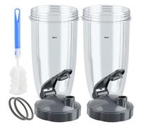7 Pcs Upgraded Accessories for Nutribullet,32OZ × 2 Cups with Flip Top to-Go Lid,Gasket for Nutribullet 600W/900W High-Speed Blender/Mixer with 1 Cleaning Brush