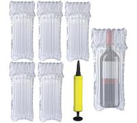 7 Pcs Wine Bottle Protector, Reusable Wine Bottle Bubble Cushion with Free Pump, Bottles Protectors for Travel, Inflatable Air Column Cushion Wrap Bag, Bubble Bags for Safe Packaging Transportation
