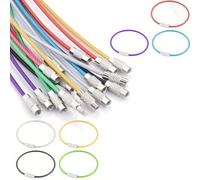 7 PCS Wire Keychain Cable, 15cm Colorful Stainless Steel Key Ring Holder, Cable Keyring Loop/Hoop Metal Wire Keychains for Luggage Tag, Keys and ID Tag Keepers