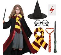 7 PCS Wizard Costume,Halloween Costume,Wizard Costume Accessories Set for Kids, Can Participate in Halloween, Fancy Dress, To Meet Your Role Play Needs,Enter the Magical World (125cm)