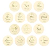 7 Pcs Wooden Baby Milestone Cards Months Signs Double-Sided 0-12 Growth Recording Discs 10cm Round Month Baby Milestone Signs for Months Newborns, Parents Gift, Hospital Boys Girls Photo Props Keepsak