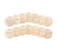 7 Pcs Wooden Double-Sided Engraved Baby Milestone, 10cm Round Baby Months Signs, Perfect for Capturing Precious Moments for New Parents Gift Set Newborn Infants 0-12 Months Growth Recording