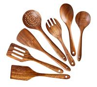 7 Pcs Wooden Spoon for Cooking Non Toxic Kitchen Utensil Set Wooden Spatula