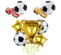 7 PCS World Cup Football Balloons Set, Football Party Decorations Set with Trophy and Cleats Designs, Inflatable Football Themed Balloons for Sports Celebrations