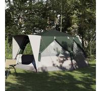 7-Person Cabin Tent with Polyester, Family Camping, Green, 400x350x212 cm