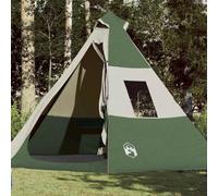 7-Person Green Camping Tipi Tent, Waterproof 185T Polyester with PU Coating, Outdoor Shelter with Double Zippered Access, E-Port, for Backpacking, Easy Set Up