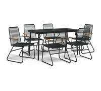 (7 piece, 140 cm table length) vidaXL Garden Dining Set Outdoor Table and Chairs Patio Lounge Set PVC Rattan