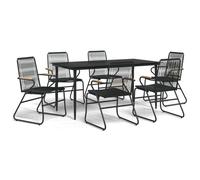 (7 piece, 160 cm table length) vidaXL Garden Dining Set Outdoor Table and Chairs Patio Lounge Set PVC Rattan