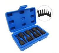 7-Piece 3/8" Drive for Torx Bit Socket Set - Star Hex Sockets for T20, for T25, for T30, T40, T50, T55 & T60 - Black Oxide Coated Socket Wrenches for Automotive, Home