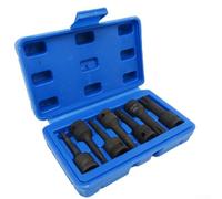 7 Piece 3/8 Inch Drive Socket Set, T20-T60 Star Bit Sockets with Retaining Ball, Black Oxide Finish for Automotive and Home Repair, Includes Storage Case