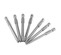 7-Piece 75 mm T8 - T30 Long Torx Screwdriver Bits S2 Alloy Steel 1/4 Inch Hex Magnetic Shaft Safety Star-Head Screwdriver Bits Set