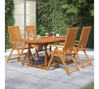 (Oval, 4 piece) vidaXL Solid Wood Acacia Garden Dining Set Table 5/7 Piece Oval/Rectangular